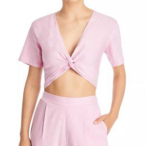Monrow Cropped Front Twist Top in Bubblegum